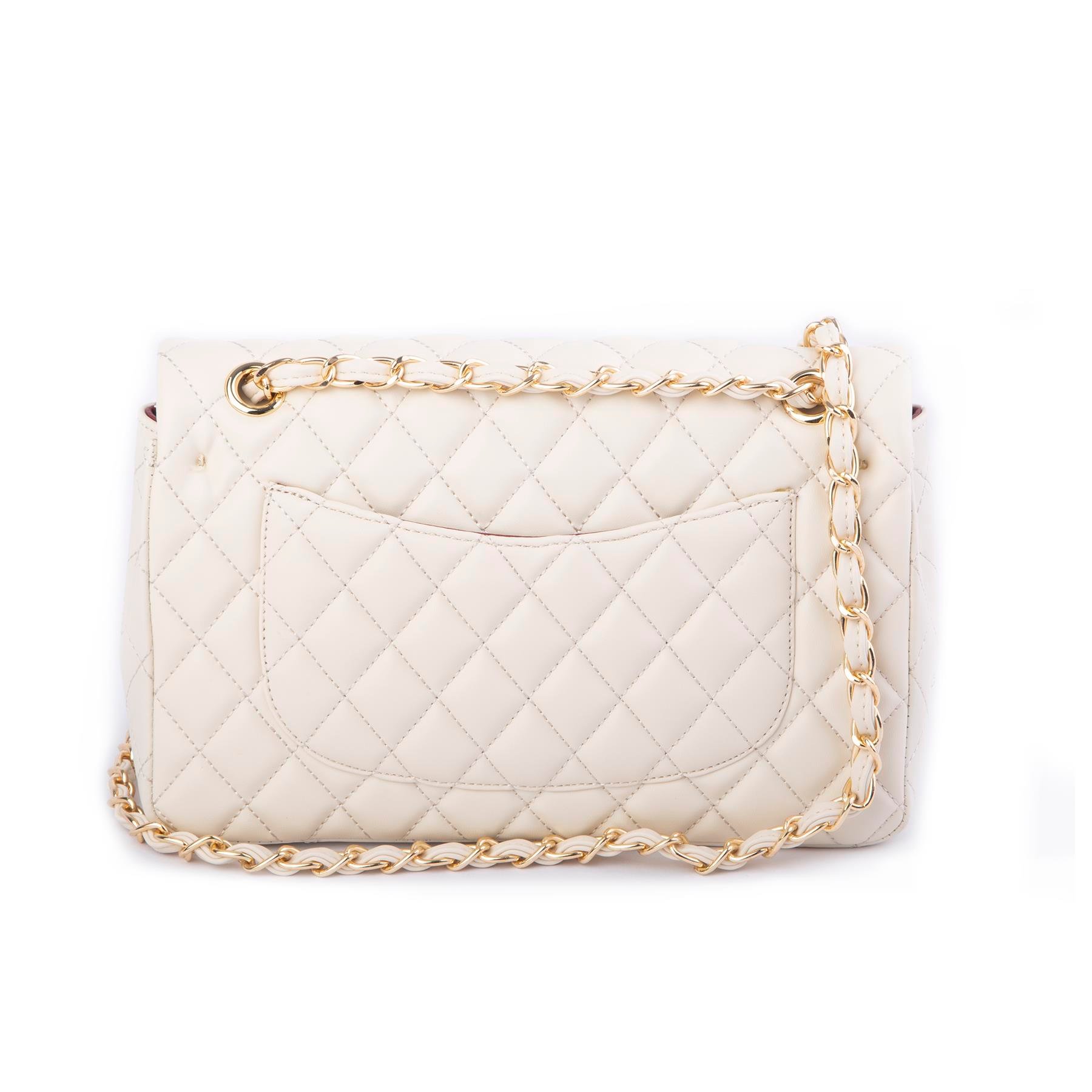 Nas Bag Kadın Çapraz Çanta Büyük Boy Zincirli Kapitone Krem  Nova (en:26 ; boy:16 cm ) 