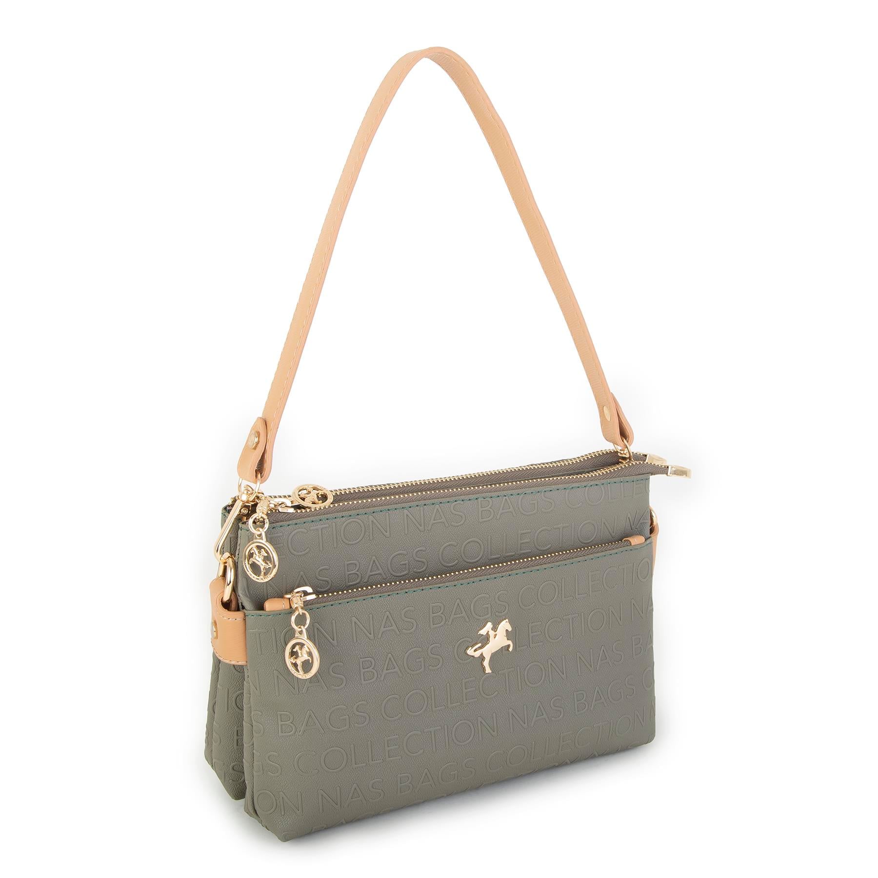 Nas Bag Kadın Çapraz Çanta  Camel Gofraj