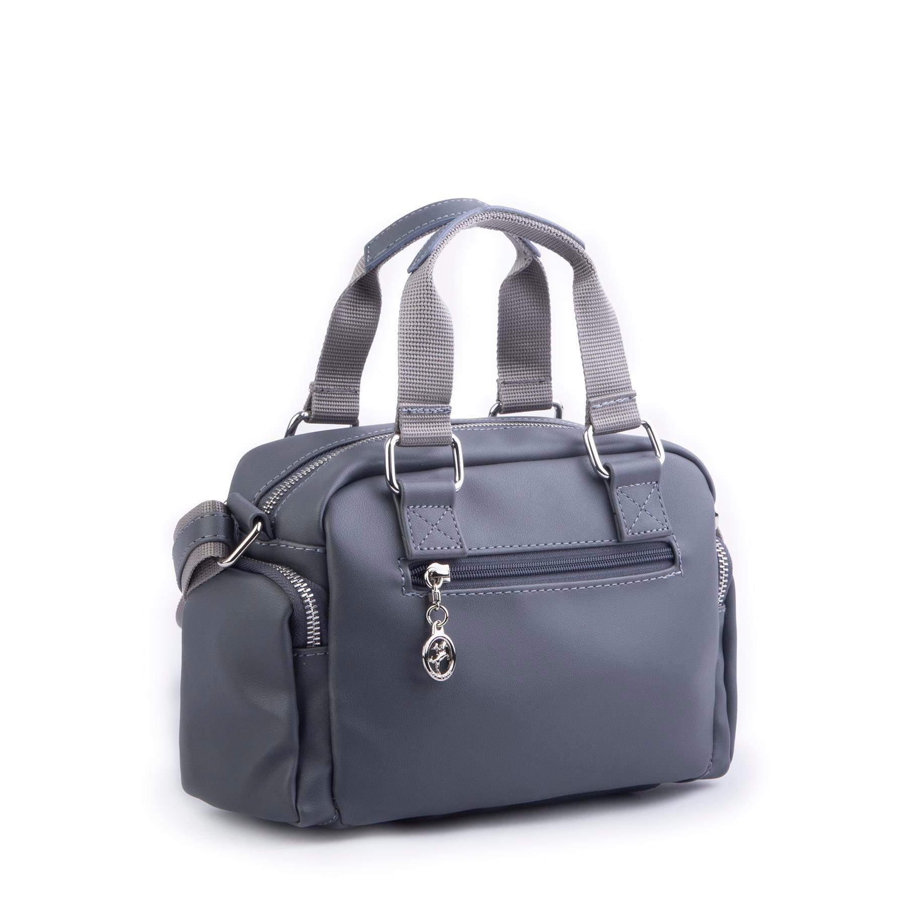 Nas Bag Kadın Çapraz Çanta Çok Gözlü  Gri Dona  ( 26x17 cm)