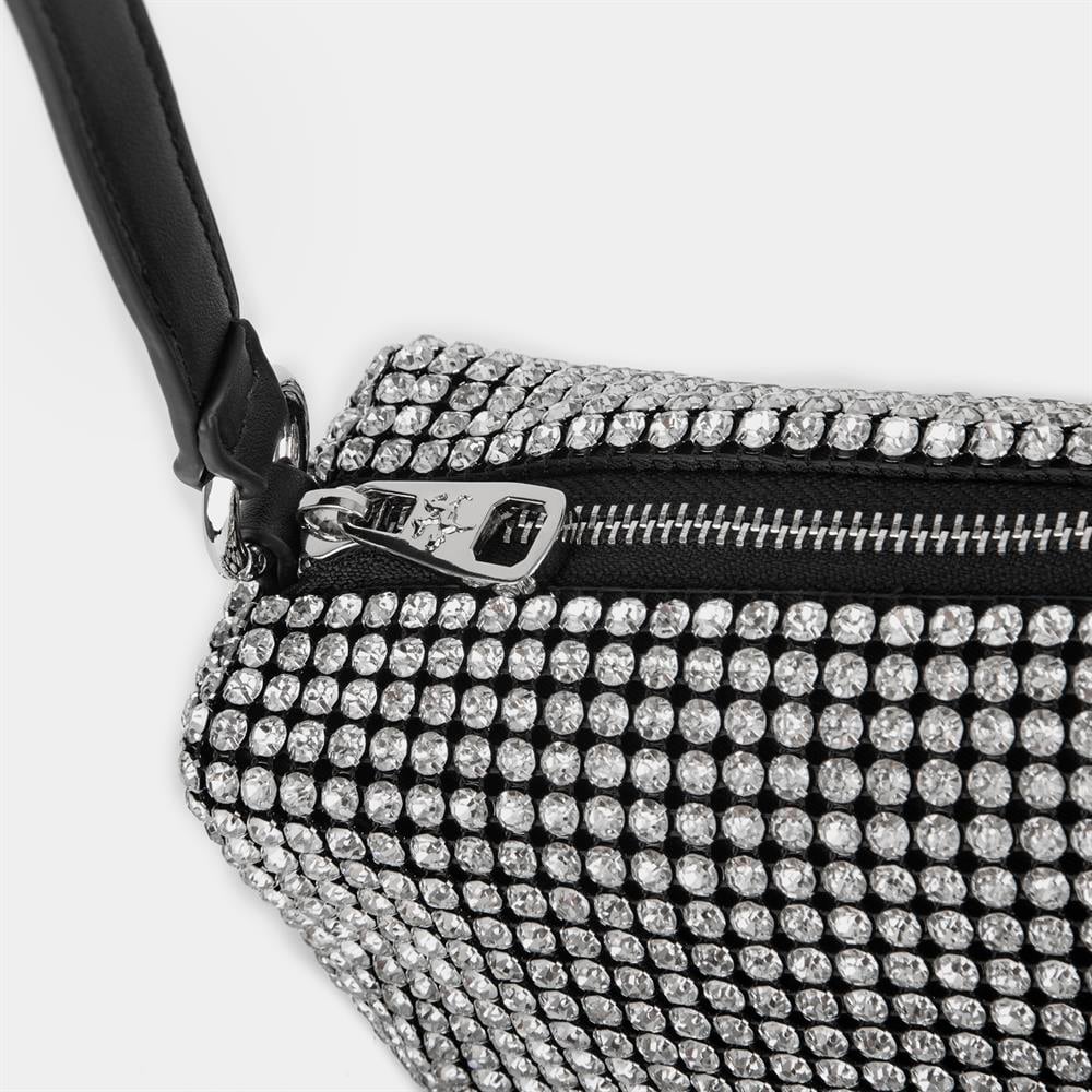 Nas Bag Kadın Çapraz Çanta Diamond Serisi Gümüş Zincir Detaylı Şık Çanta Gümüş 