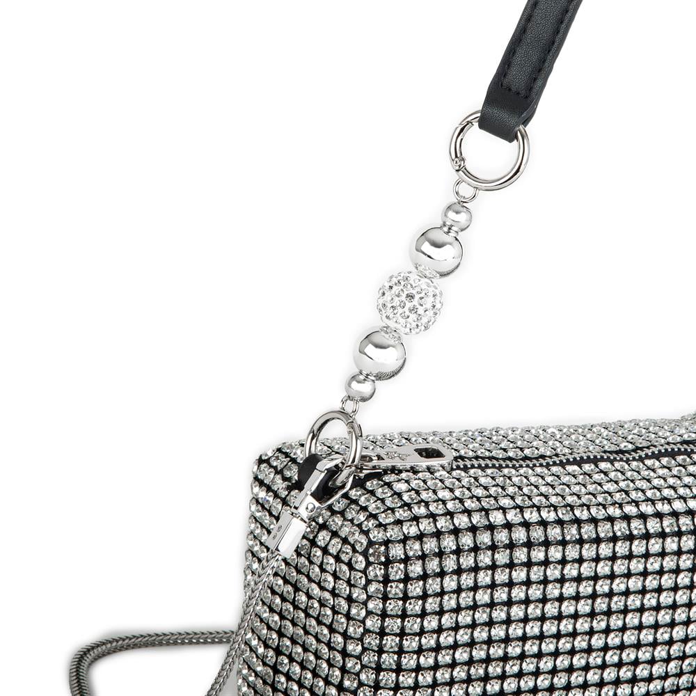 Nas Bag Kadın Çapraz Çanta Diamond Serisi Gümüş Zincir Detaylı Şık Çanta Gümüş 