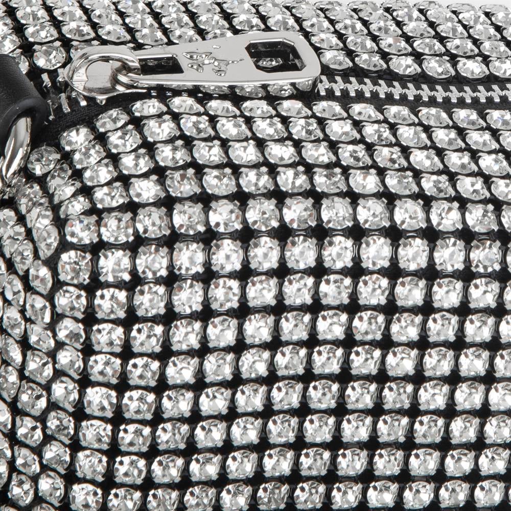 Nas Bag Kadın Çapraz Çanta Diamond Serisi Gümüş Zincir Detaylı Şık Çanta Gümüş 