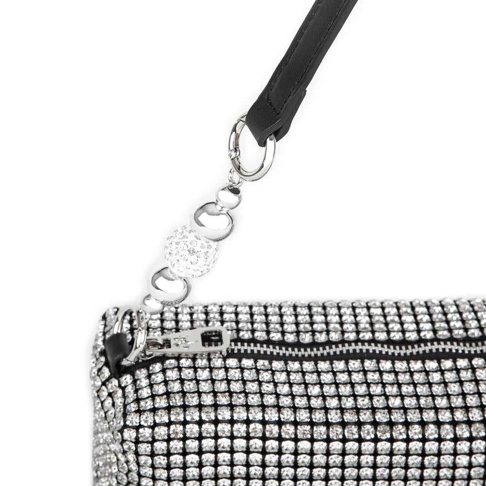 Nas Bag Kadın Çapraz Çanta Diamond Serisi Gümüş Zincir Detaylı Şık Çanta Gümüş 