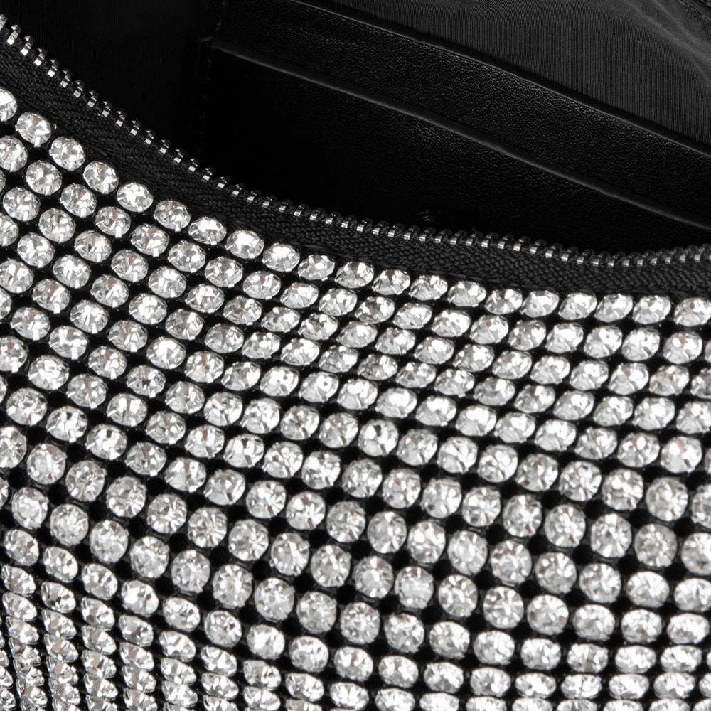 Nas Bag Kadın Çapraz Çanta Diamond Serisi Gümüş Zincir Detaylı Şık Çanta Gümüş 