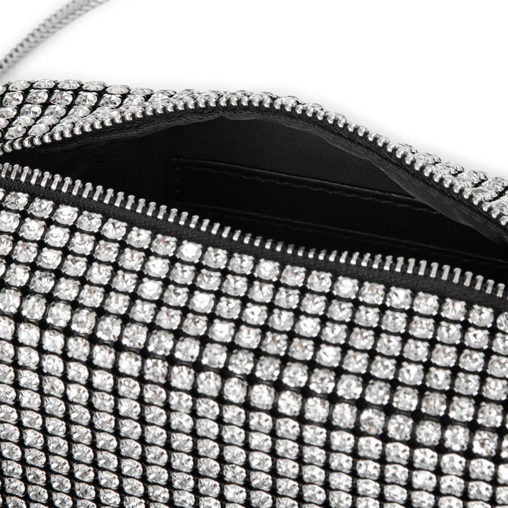 Nas Bag Kadın Çapraz Çanta Diamond Serisi Gümüş Zincir Detaylı Şık Çanta Gümüş 