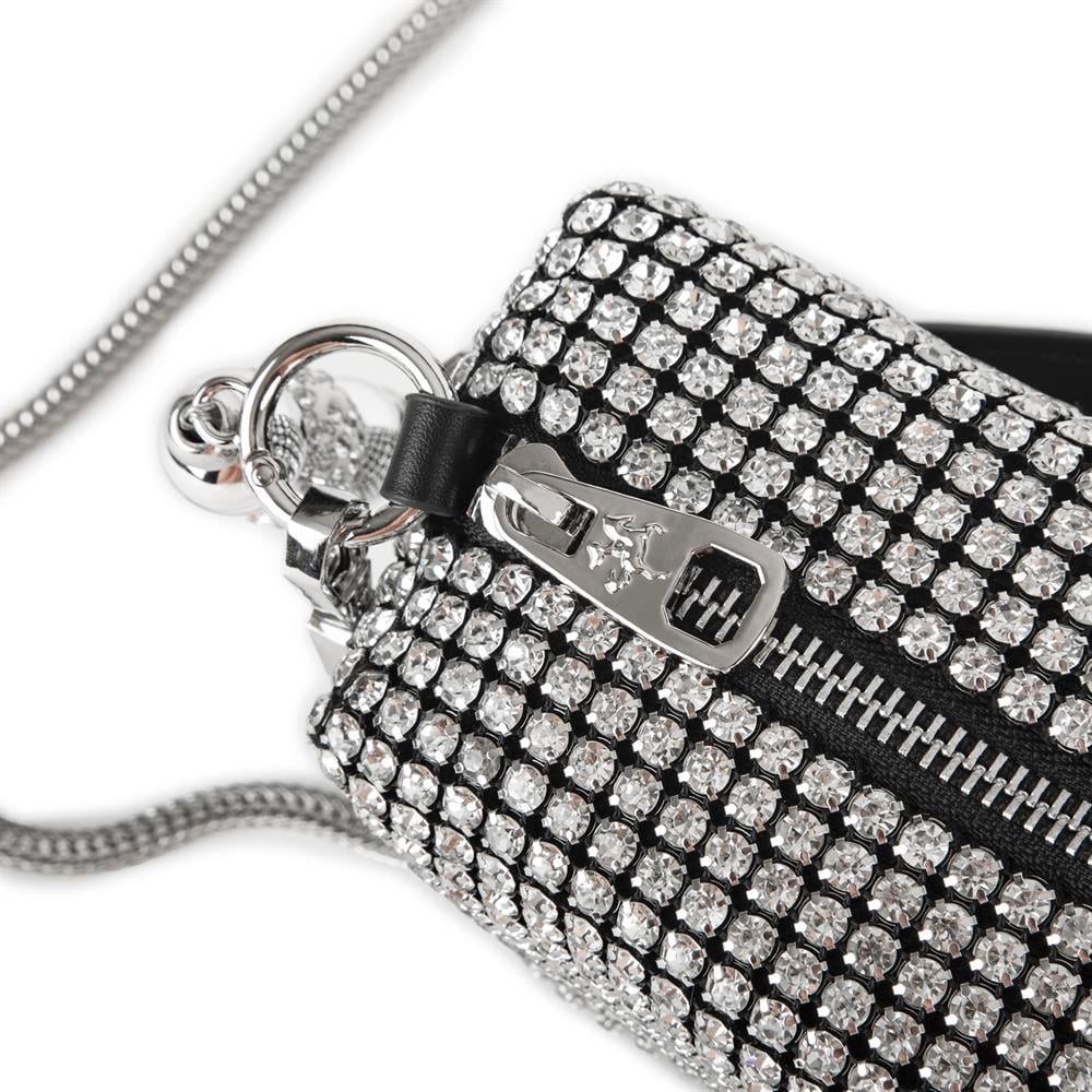 Nas Bag Kadın Çapraz Çanta Diamond Serisi Gümüş Zincir Detaylı Şık Çanta Gümüş 