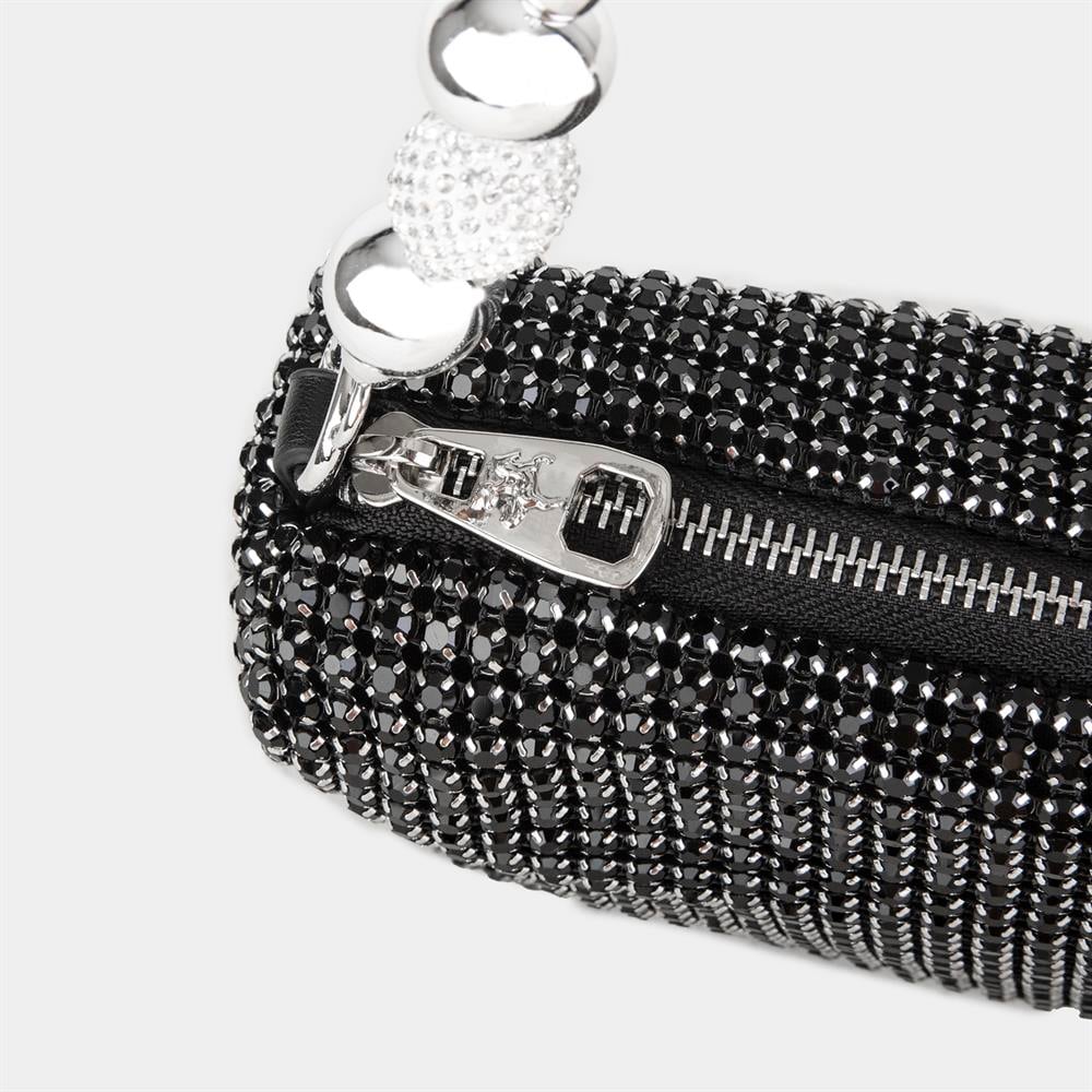 Nas Bag Kadın Çapraz Çanta Diamond Serisi Gümüş Zincir Detaylı Şık Çanta  Siyah 
