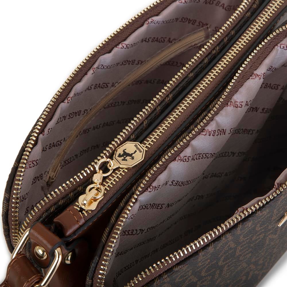 Nas Bag Kadın Çapraz Çanta Kahve Taba Yazılı