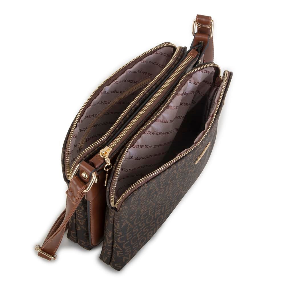 Nas Bag Kadın Çapraz Çanta Kahve Taba Yazılı