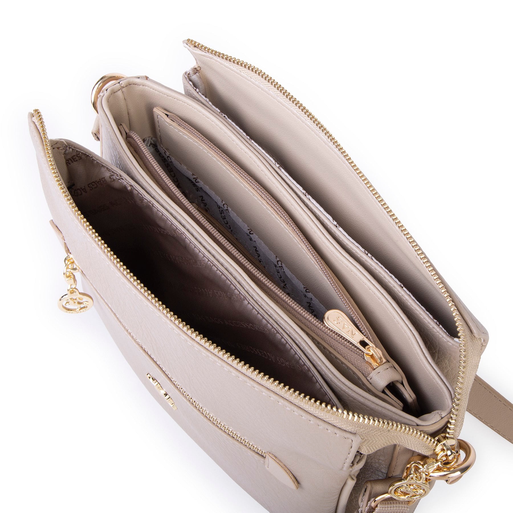 Nas Bag Kadın Çapraz Çanta Kalın Ayarlanabilir Askılı Çanta  (En: 26 cm,  Boy: 22 cm ) Kum Victoria