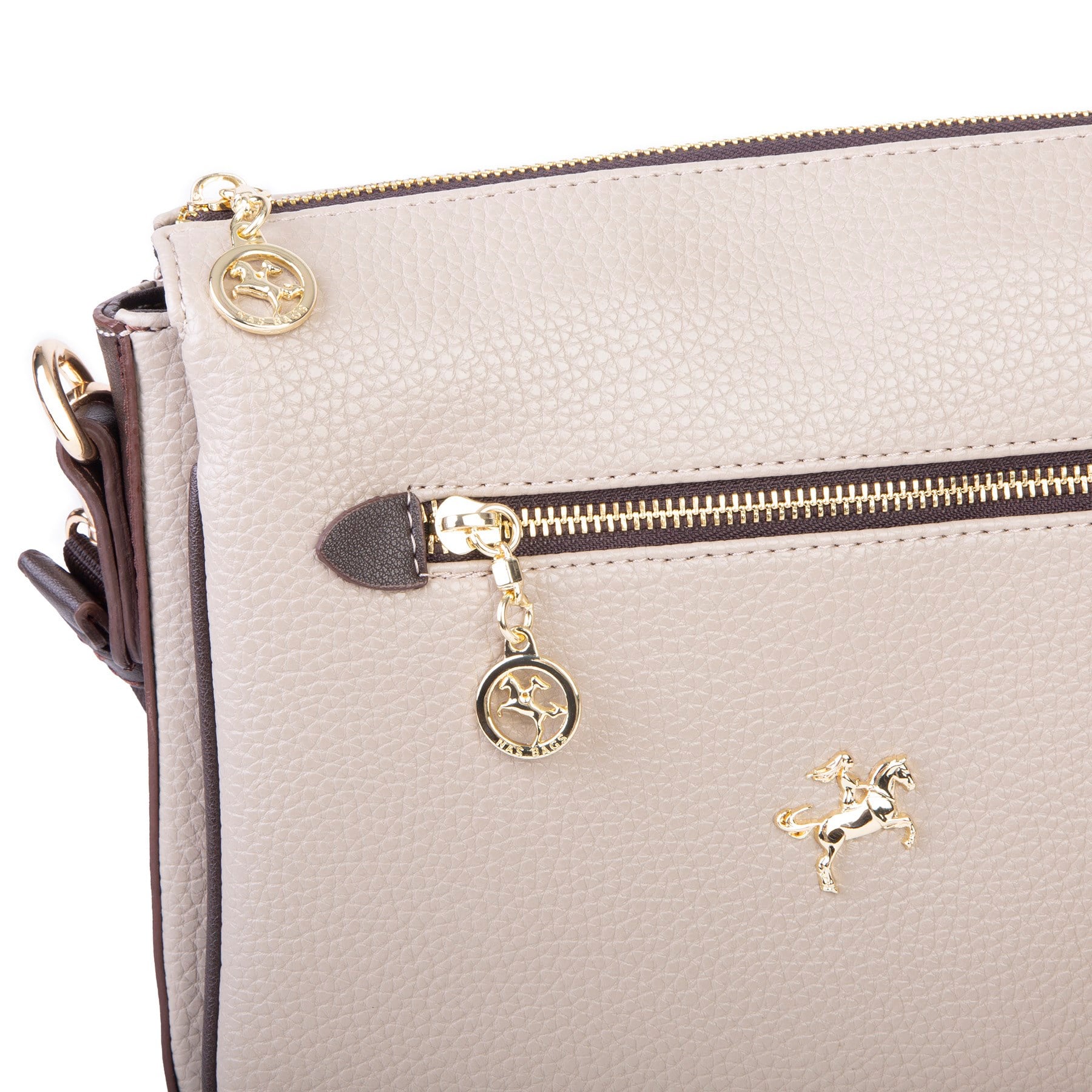 Nas Bag Kadın Çapraz Çanta Kalın Ayarlanabilir Askılı Çanta  (En: 26 cm,  Boy: 22 cm ) Kum Kahve Lopez