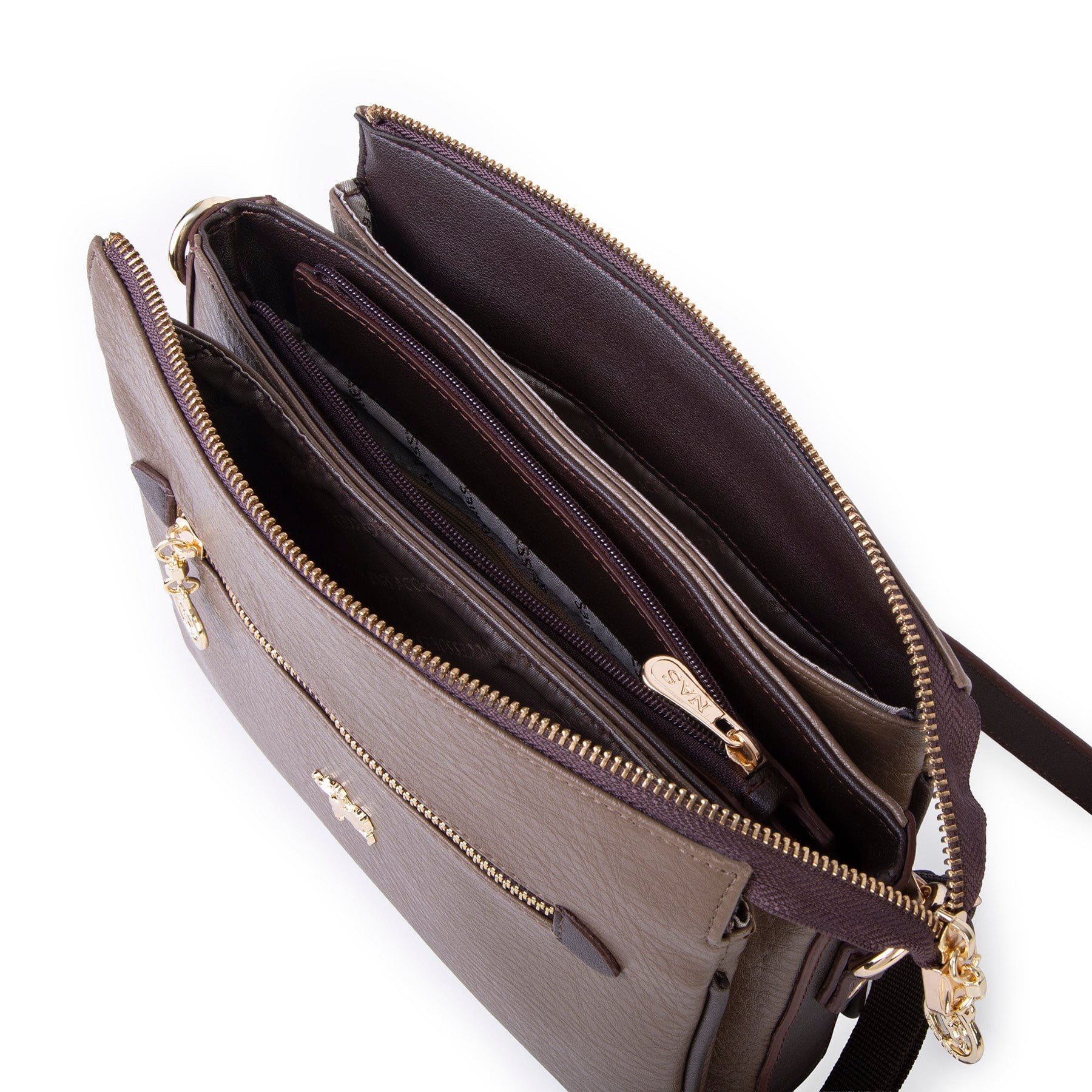 Nas Bag Kadın Çapraz Çanta Kalın Ayarlanabilir Askılı Çanta  (En: 26 cm,  Boy: 22 cm ) Vizon Kahve Victoria