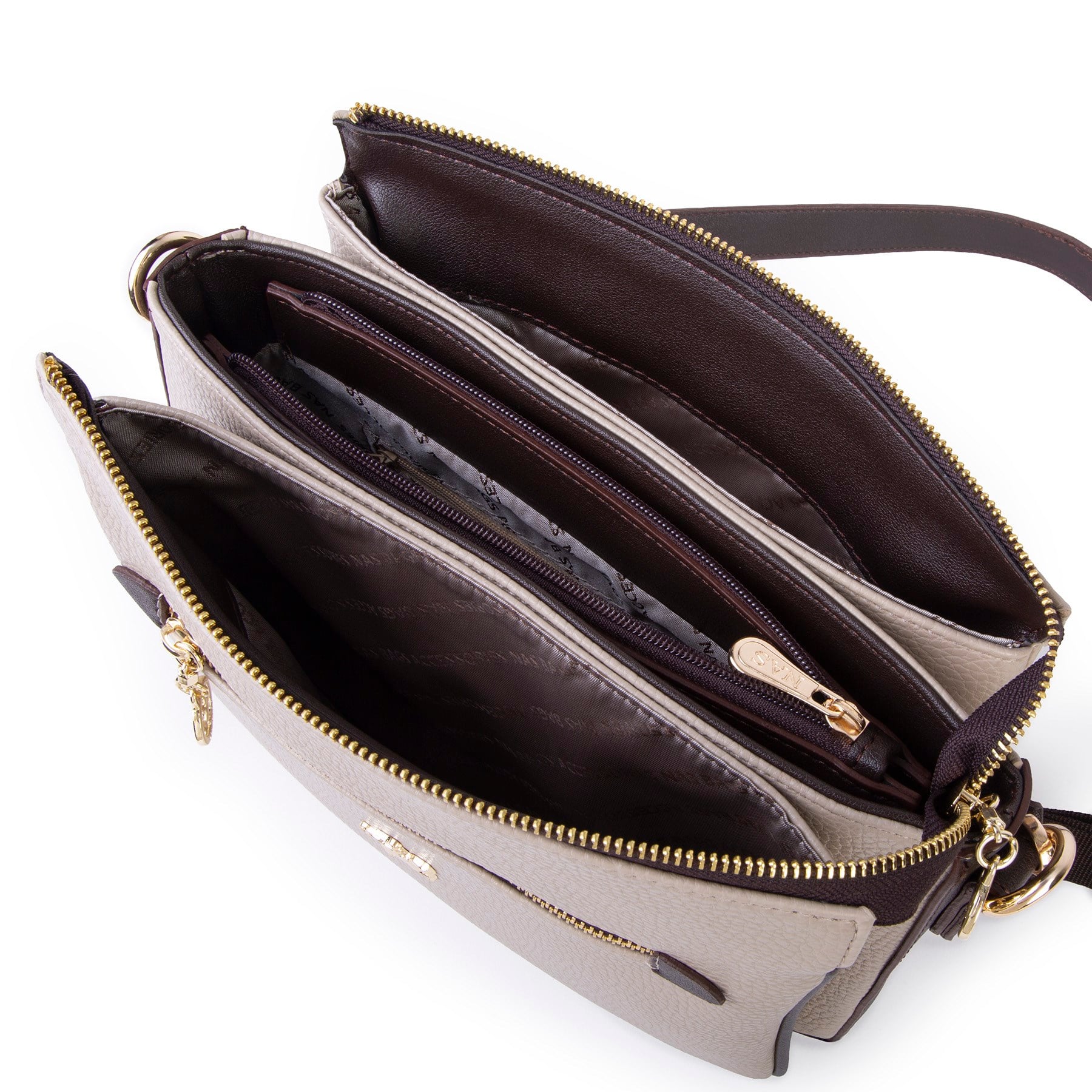 Nas Bag Kadın Çapraz Çanta Kalın Ayarlanabilir Askılı Çanta  (En: 26 cm,  Boy: 22 cm ) Kum Kahve Lopez