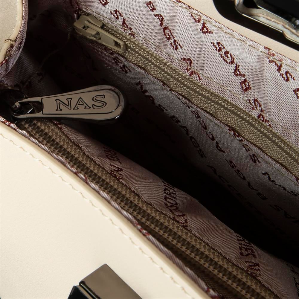 Nas Bag Kadın Çapraz Çanta Klipsli Krem   Luna