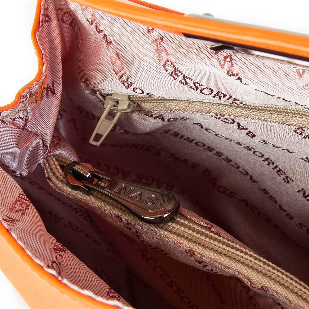 Nas Bag Kadın Çapraz Çanta Klipsli Turuncu  Luna