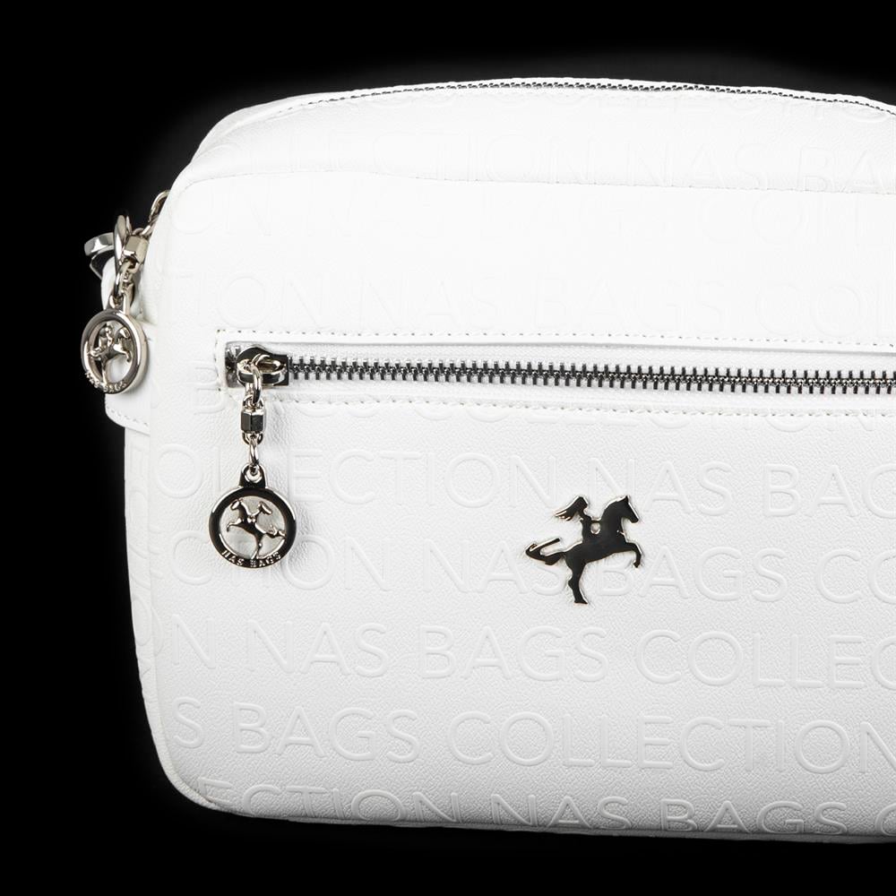 Nas Bag Kadın Çapraz Çanta Mini Cüzdanlı Ayarlanabilir Askılı Beyaz  Gofraj