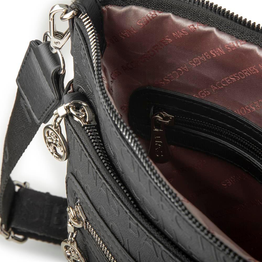 Nas Bag Kadın Çapraz Çanta Siyah Gofraj