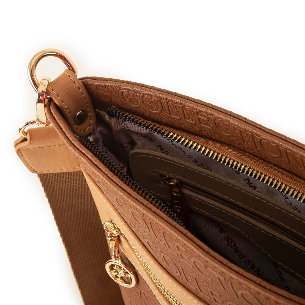 Nas Bag Kadın Çapraz Çanta Taba Camel Gofraj