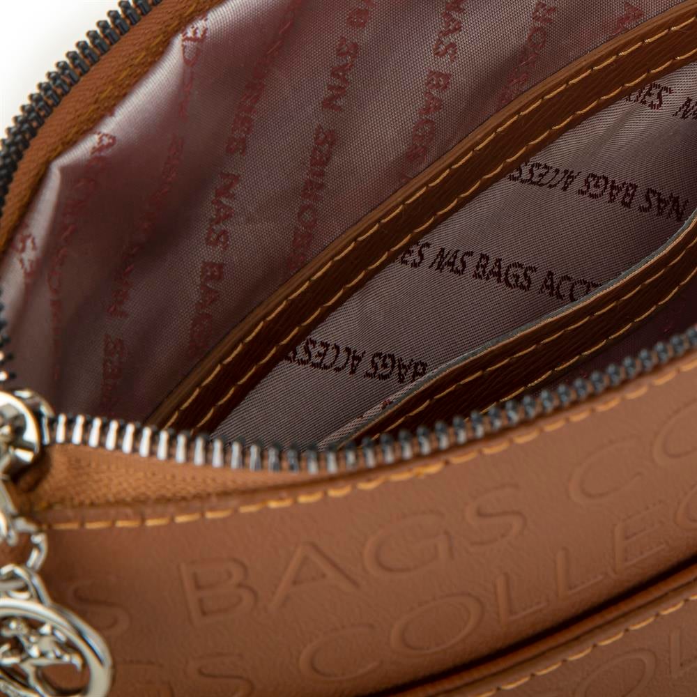 Nas Bag Kadın Çapraz Çanta Taba Gofraj
