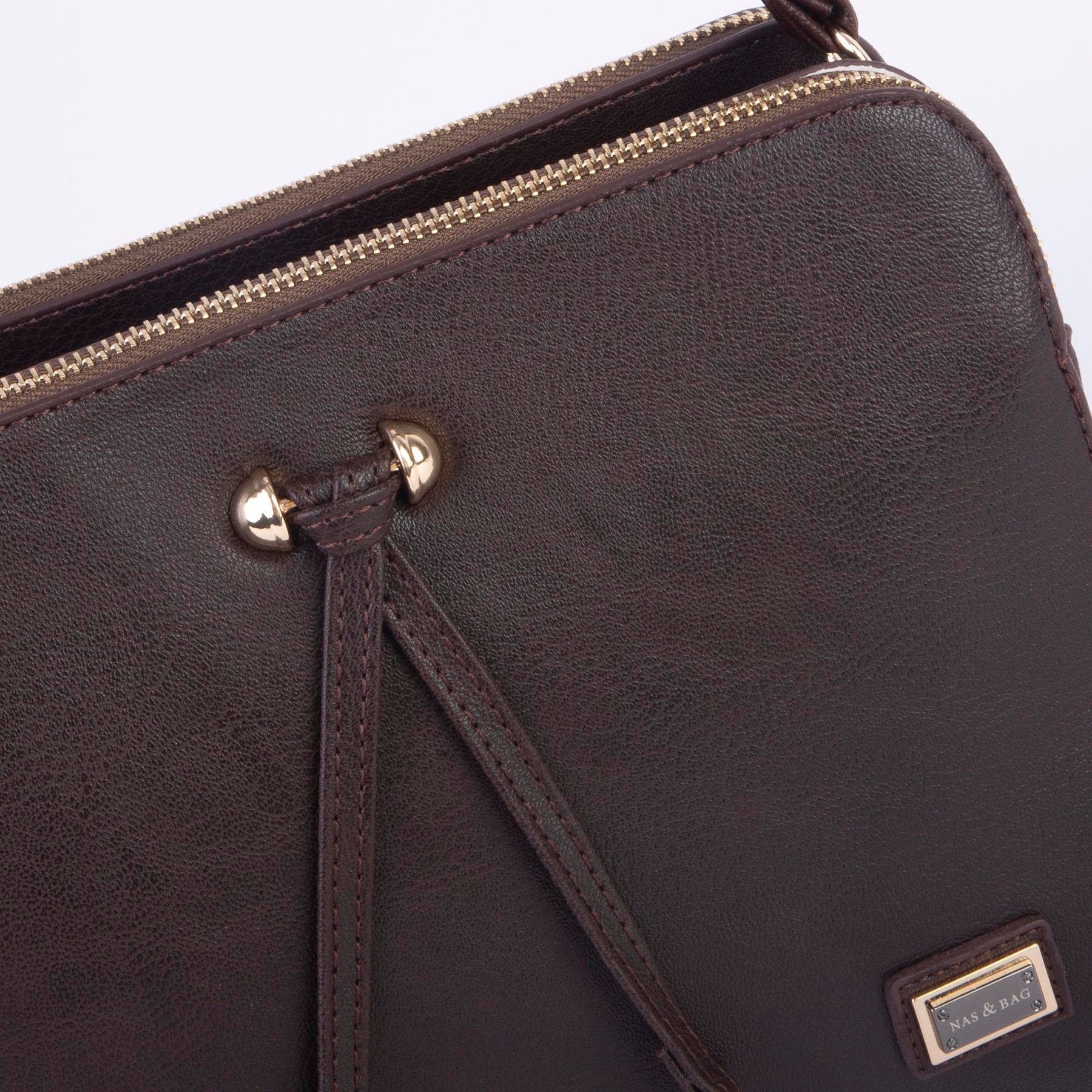 Nas Bag Kadın Çapraz Çanta Üç Bölmeli Kahve Kosta