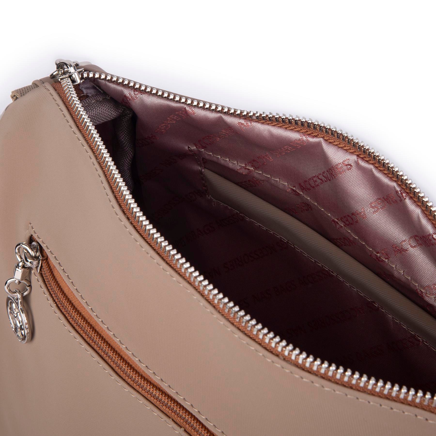 Nas Bag Kadın Çapraz Çok Gözlü Günlük Çanta Vizon Taba  Buzyy ( 30x22 cm ebatlarındadır.)