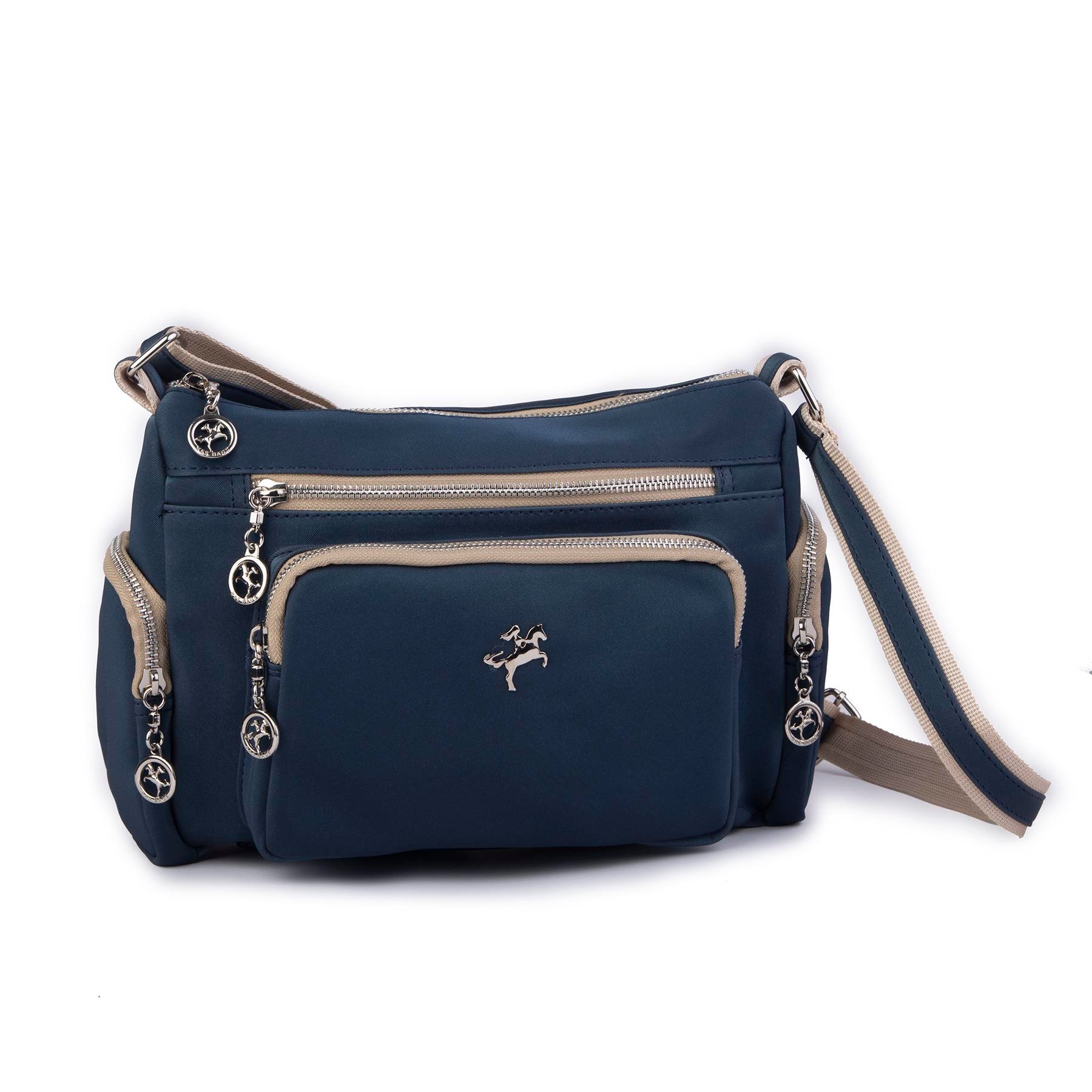 Nas Bag Kadın Çapraz Çok Gözlü Günlük Çanta Lacivert Kum Buzzy ( 30x22 cm ebatlarındadır.)