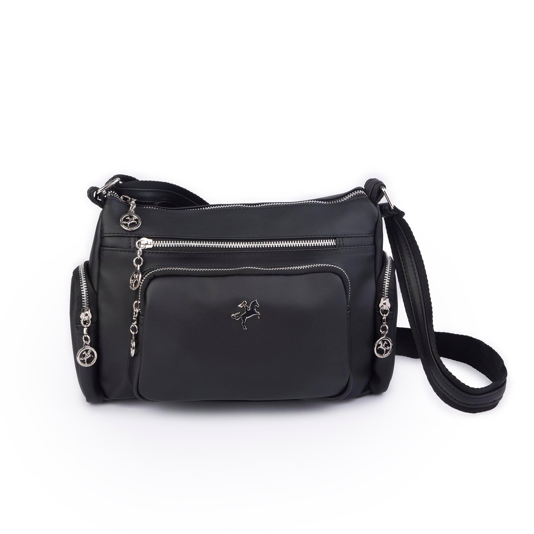 Nas Bag Kadın Çapraz Çok Gözlü Günlük Çanta Siyah  Dona ( 30x22 cm ebatlarındadır.)