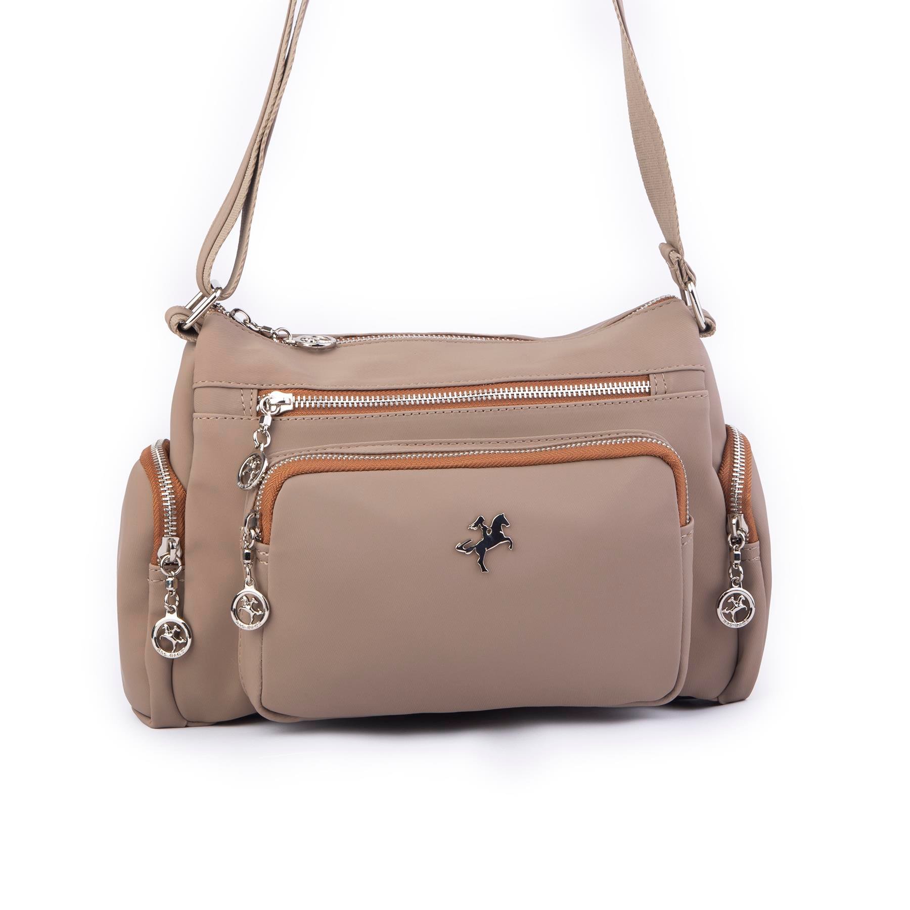 Nas Bag Kadın Çapraz Çok Gözlü Günlük Çanta Vizon Taba  Buzyy ( 30x22 cm ebatlarındadır.)