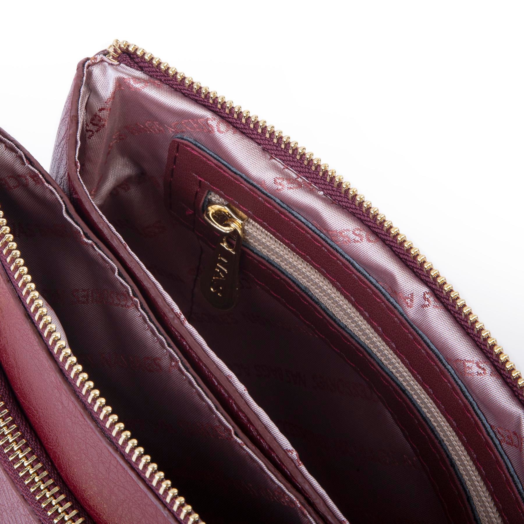 Nas Bag Kadın Çapraz ve Clutch Çanta Bilek ve Çapraz Askılı (24x15 cm) Bordo Victoria 