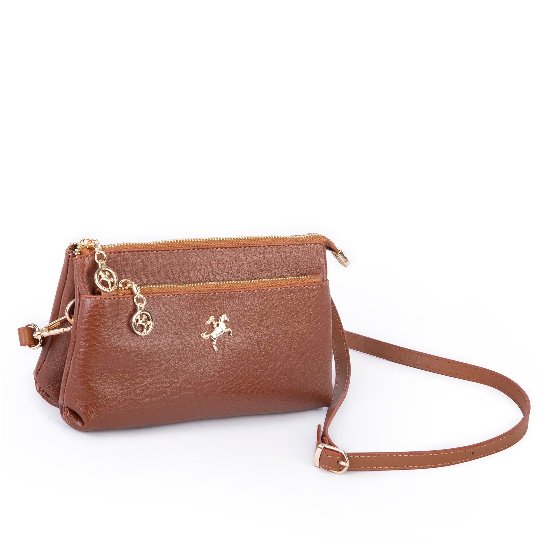 Nas Bag Kadın Çapraz ve Clutch Çanta Bilek ve Çapraz Askılı (24x15 cm) Taba Victoria 