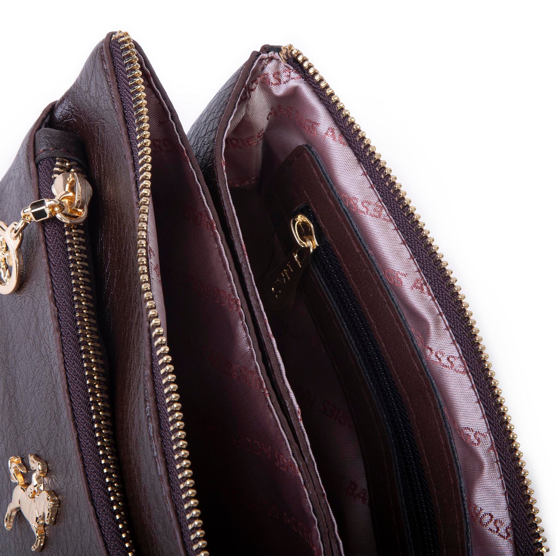 Nas Bag Kadın Çapraz ve Clutch Çanta Bilek ve Çapraz Askılı (24x15 cm) Kahve Victoria 