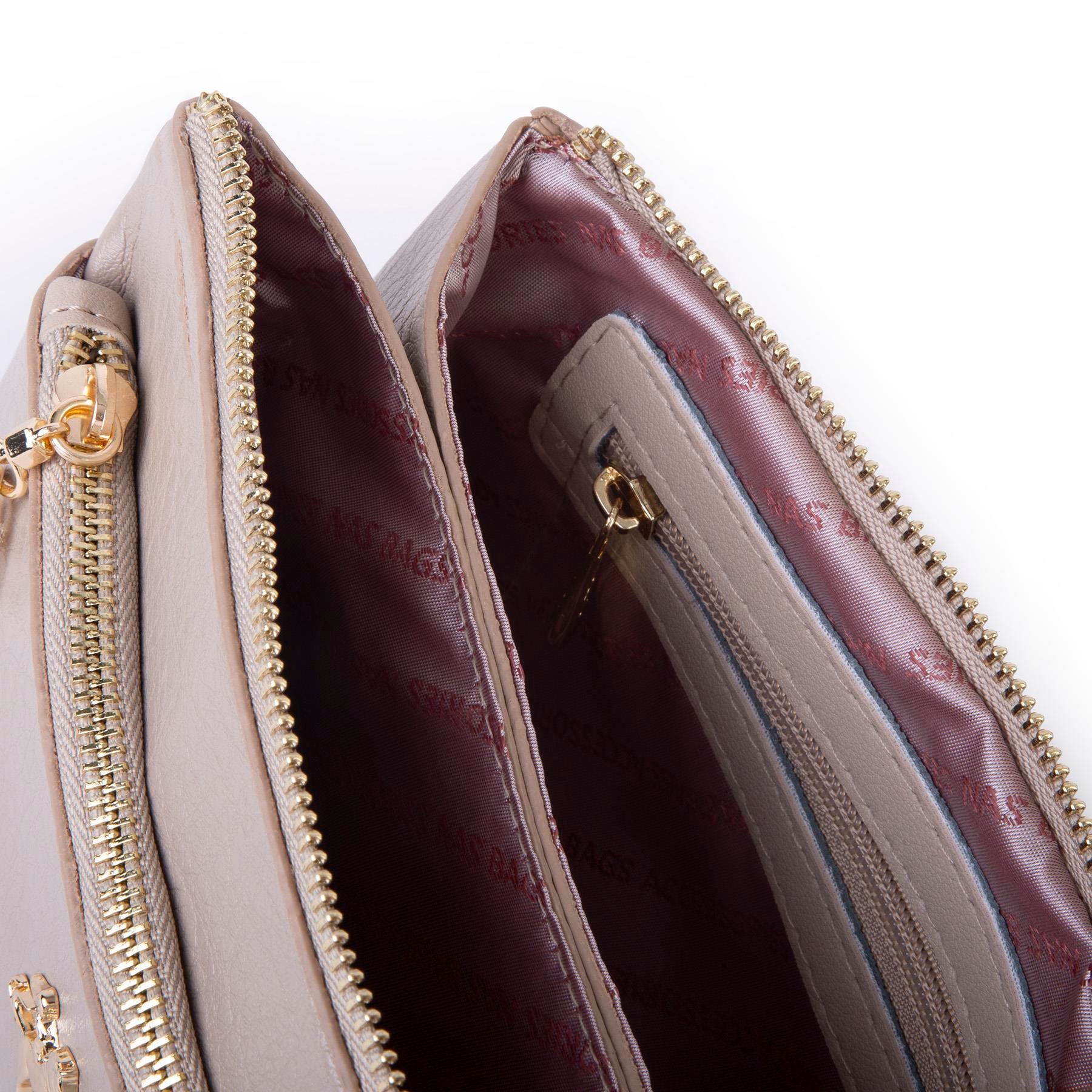 Nas Bag Kadın Çapraz ve Clutch Çanta Bilek ve Çapraz Askılı (24x15 cm) Kum Victoria 