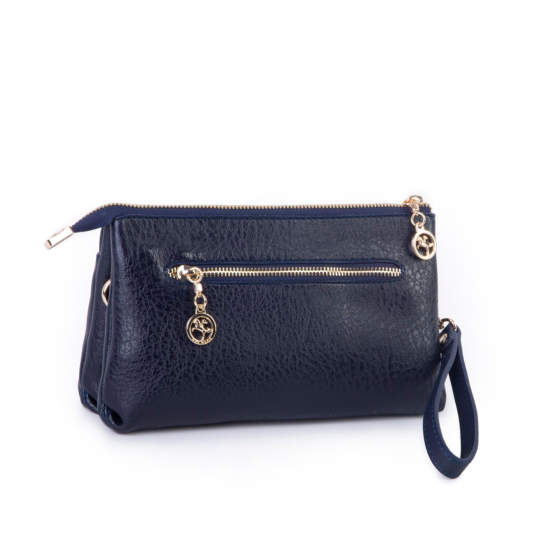 Nas Bag Kadın Çapraz ve Clutch Çanta Bilek ve Çapraz Askılı (24x15 cm) Lacivert Victoria 