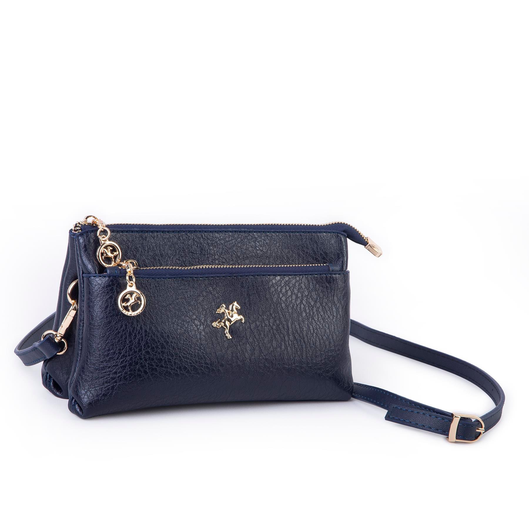 Nas Bag Kadın Çapraz ve Clutch Çanta Bilek ve Çapraz Askılı (24x15 cm) Lacivert Victoria 