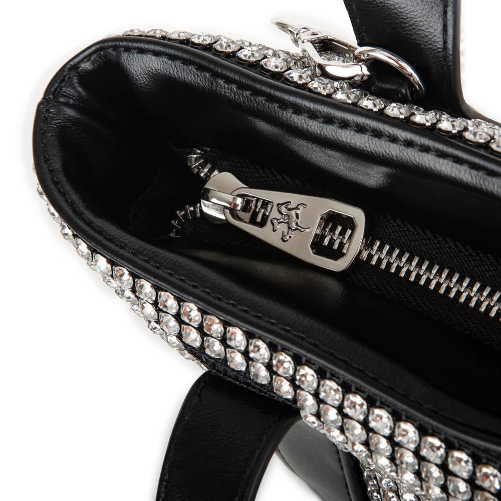 Nas Bag Kadın Çapraz ve El Çantası Black Silver Diamond Siyah Taşlı Çanta