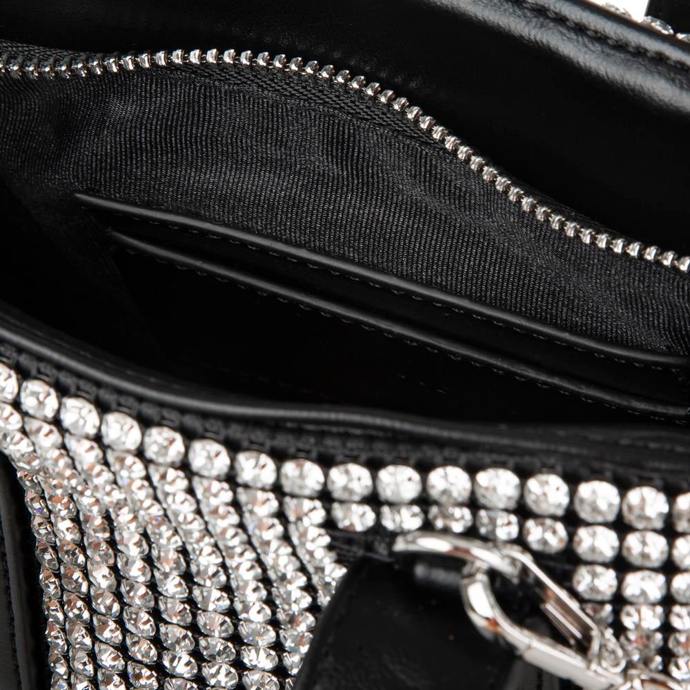 Nas Bag Kadın Çapraz ve El Çantası Black Silver Diamond Siyah Taşlı Çanta