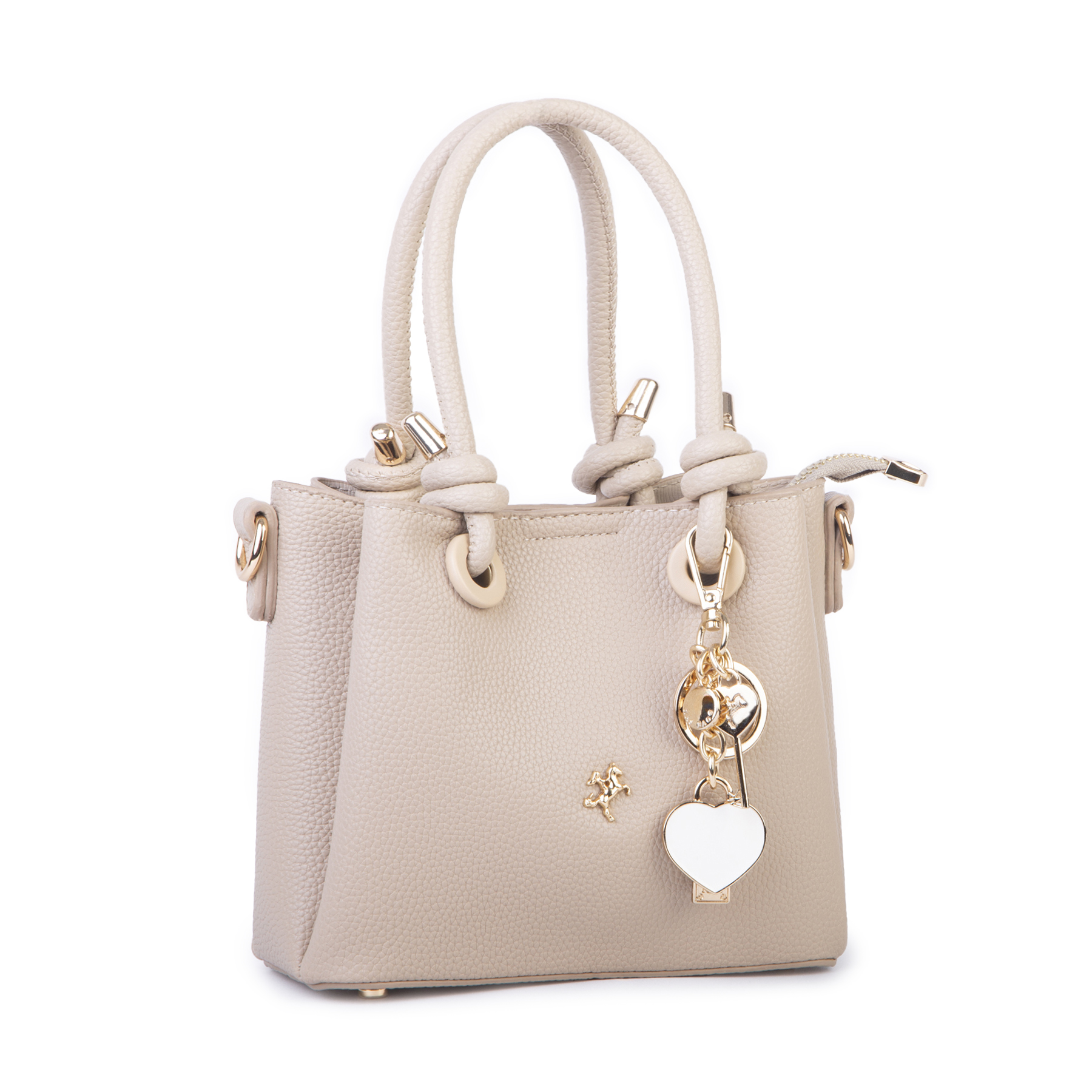Nas Bag Kadın Charmlı Mini El ve Çapraz Çanta (en :19 cm , boy:15 cm) Kum Lopez