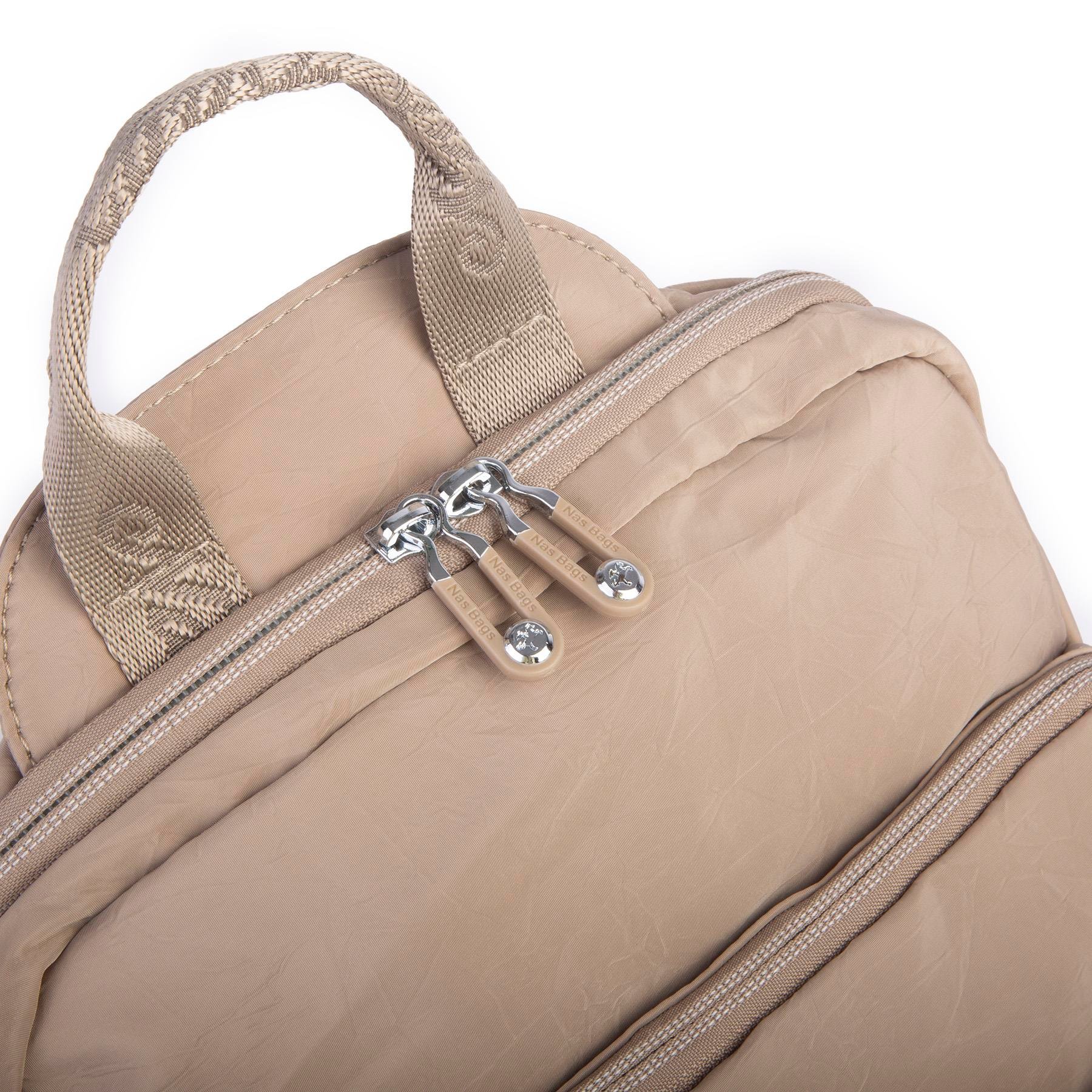 Nas Bag Kadın Çok Gözlü Su Geçirmez (water proof ) Ultra Hafif Sırt Çantası Vizon 