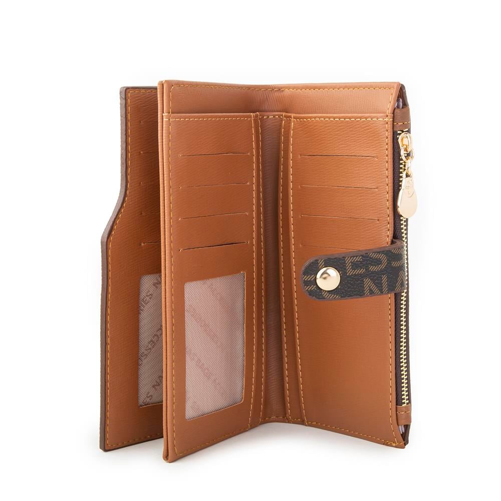 Nas Bag Kadın Dikey Cüzdan  Kahve Taba Yazılı