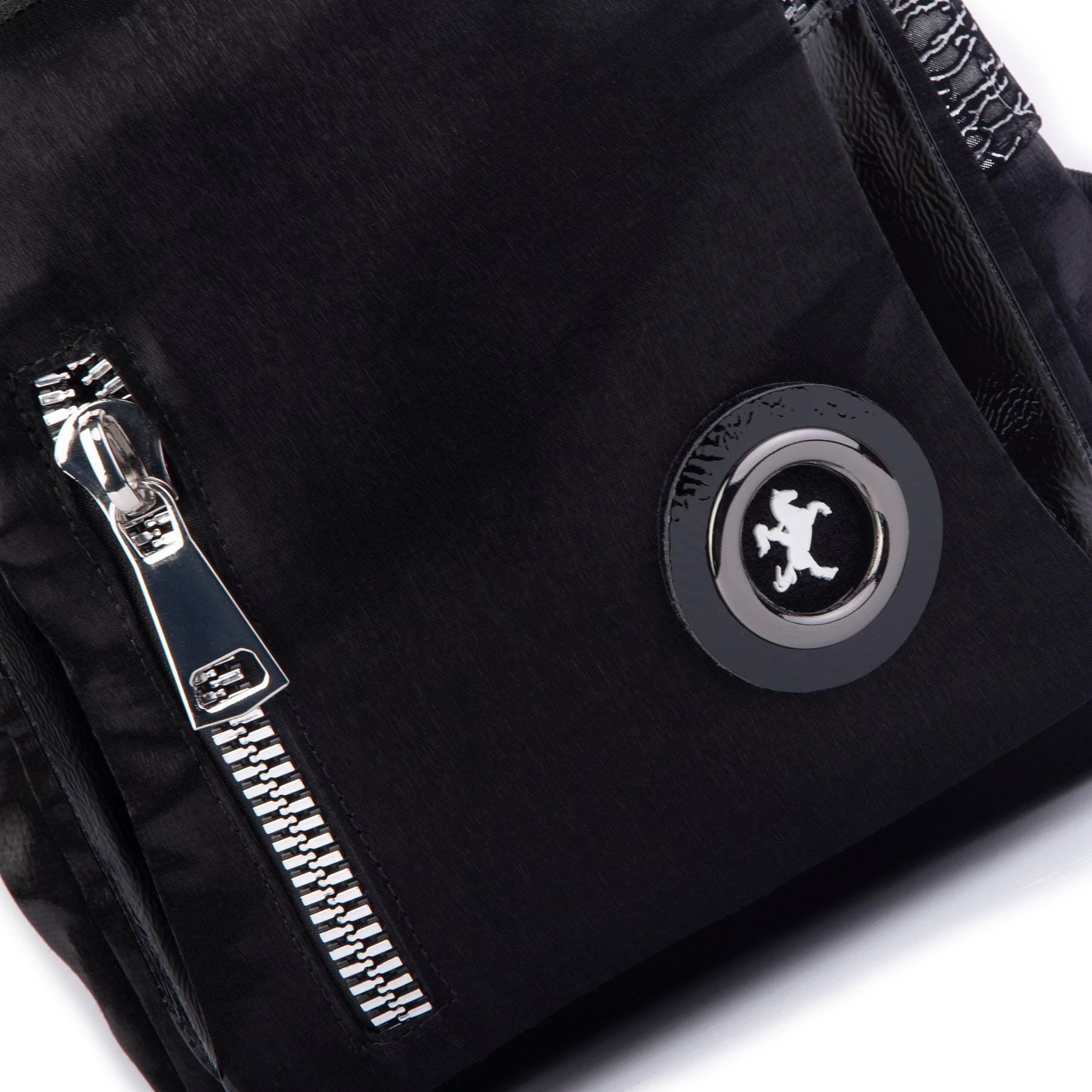 Nas Bag Kadın Dönüştürülebilir Sırt ve Omuz Çantası Şık Geniş Fermuarlı Çanta (24x31x14 cm) Siyah Simli