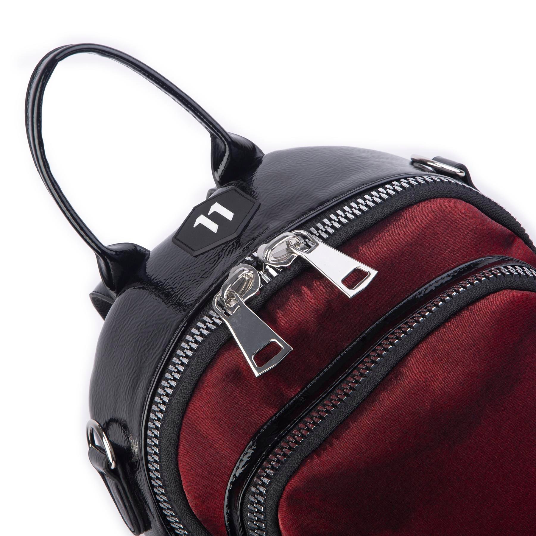Nas Bag Kadın Dönüştürülebilir Sırt ve Omuz Çantası Şık Geniş Fermuarlı Çanta (24x31x14 cm) Bordo  Simli