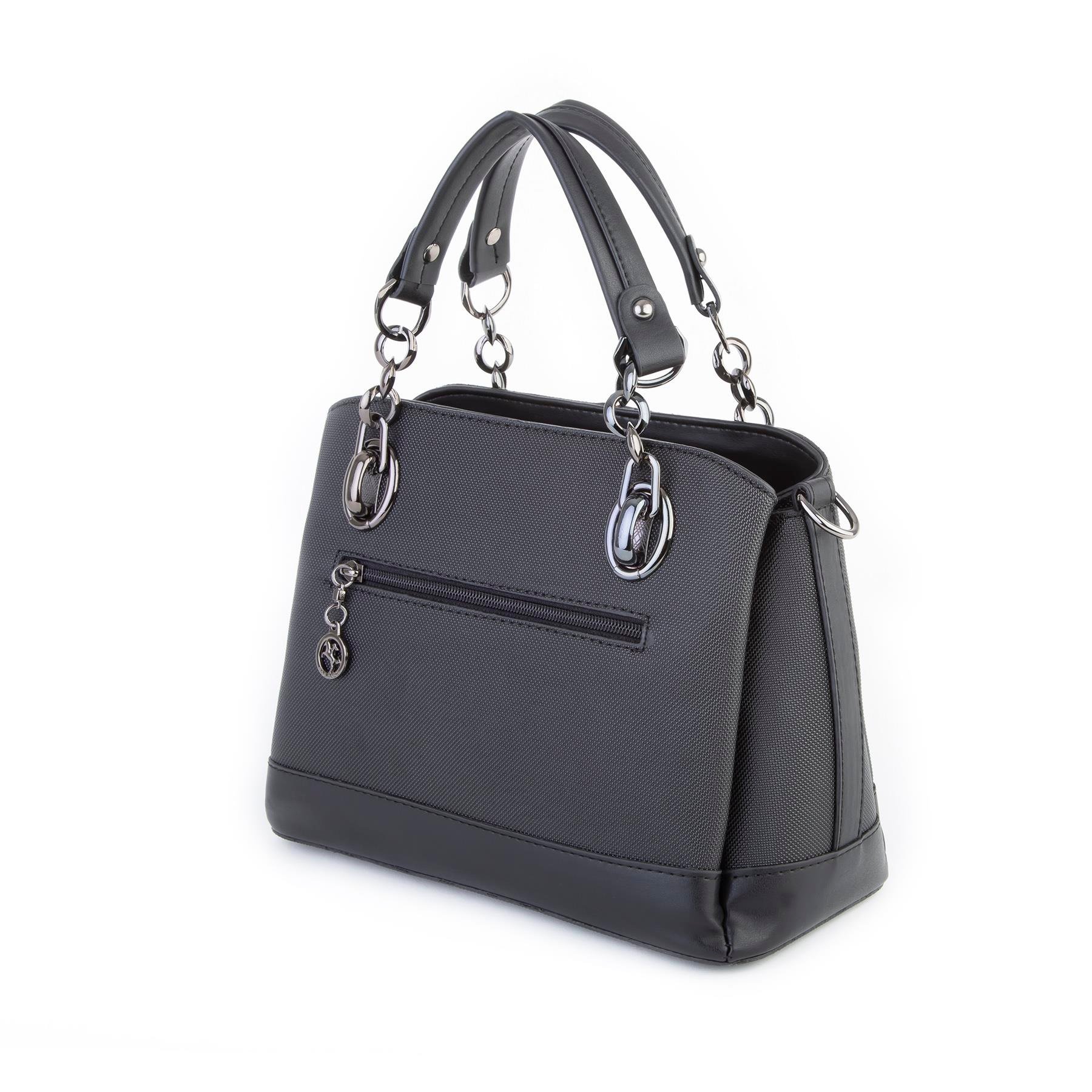 Nas Bag Kadın El ve Omuz Çantası Siyah Lacst  (en:28 cm ; boy:21 cm )