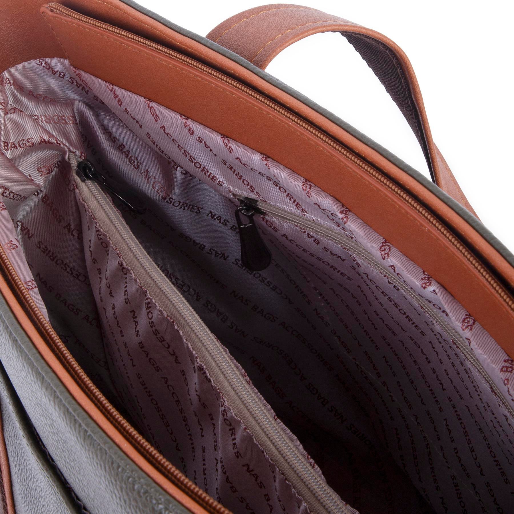 Nas Bag Kadın Extra Büyük Omuz Çantası ve Spor Çantası ( 46x36 cm ) Haki Taba Kahve Lopez