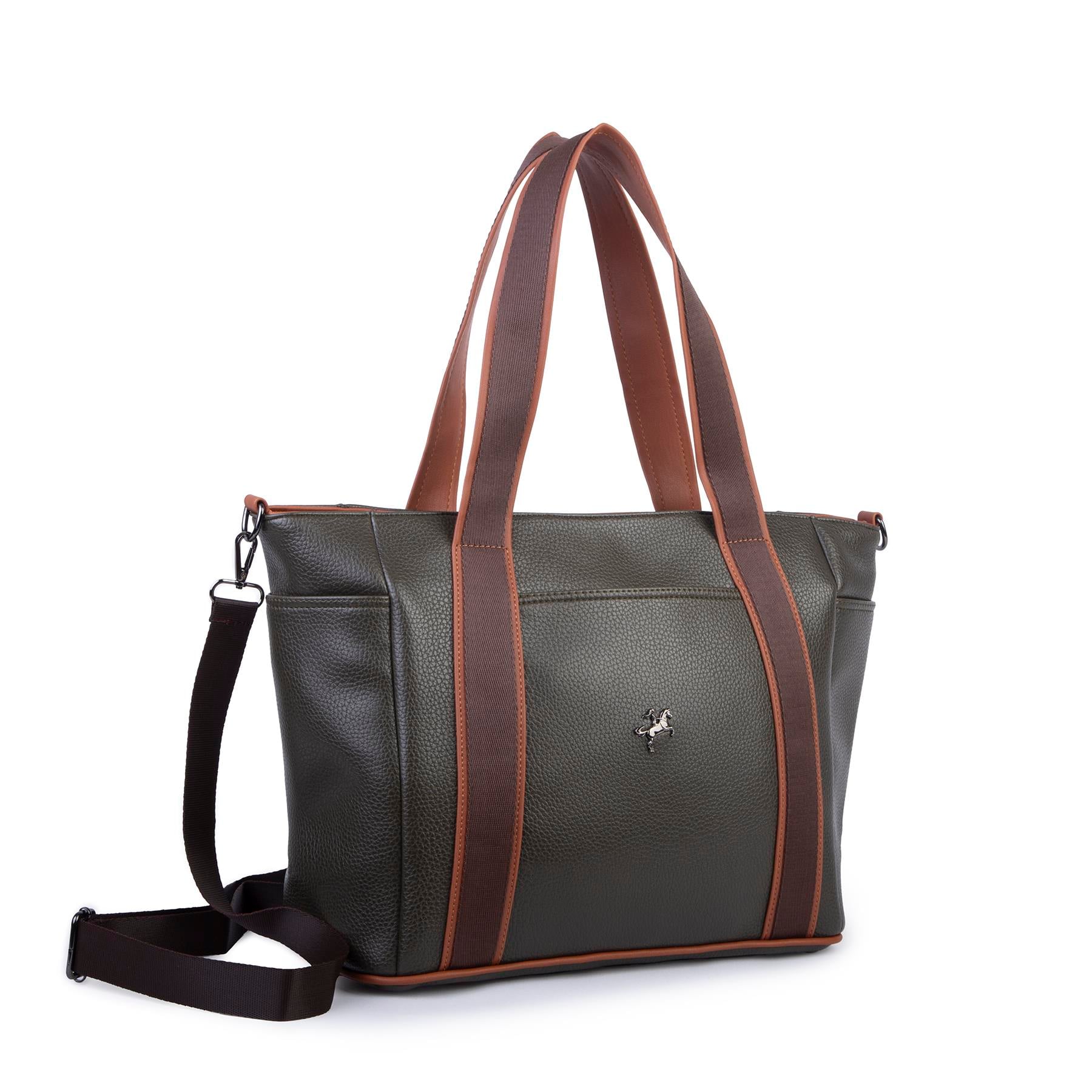 Nas Bag Kadın Extra Büyük Omuz Çantası ve Spor Çantası ( 46x36 cm ) Haki Taba Kahve Lopez
