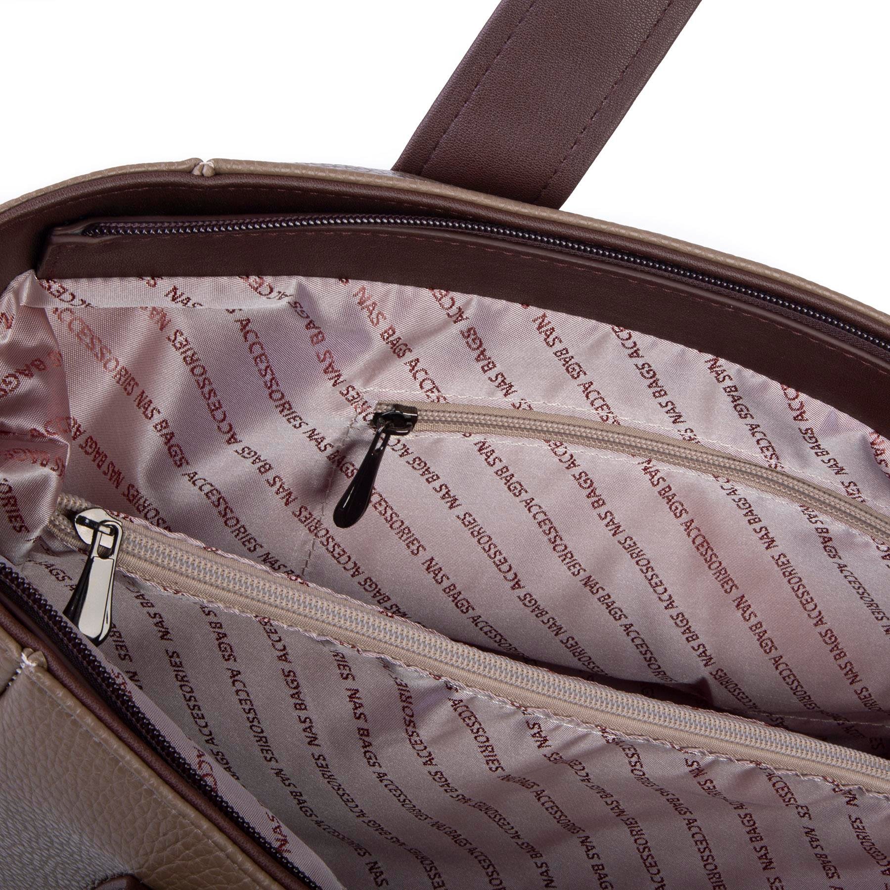 Nas Bag Kadın Extra Büyük Omuz Çantası ve Spor Çantası ( 46x36 cm ) Vizon Kahve Taba Lopez
