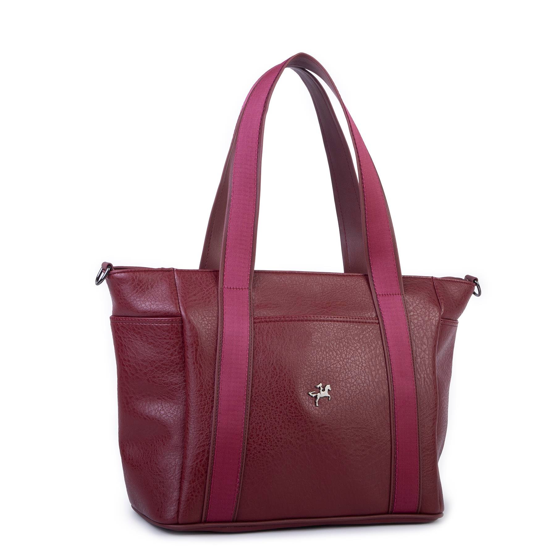 Nas Bag Kadın Extra Büyük Omuz Çantası ve Spor Çantası ( 46x36 cm ) Bordo Victoria