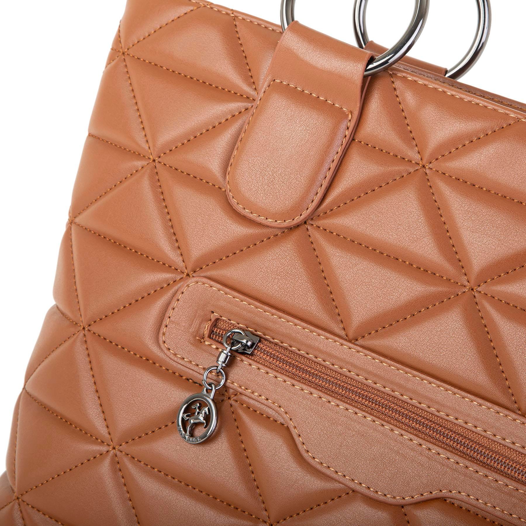 Nas Bag Kadın Kapitone  Büyük Boy Omuz Çantası ( 34x33x9 cm) Taba   Kapitone 