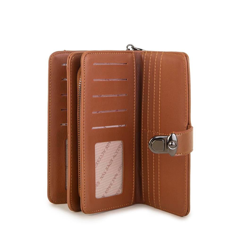 Nas Bag Kadın Klipsli Geniş Cüzdan Taba Nero