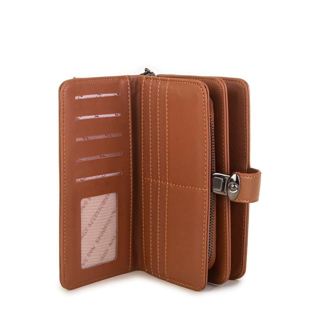 Nas Bag Kadın Klipsli Geniş Cüzdan Taba Nero
