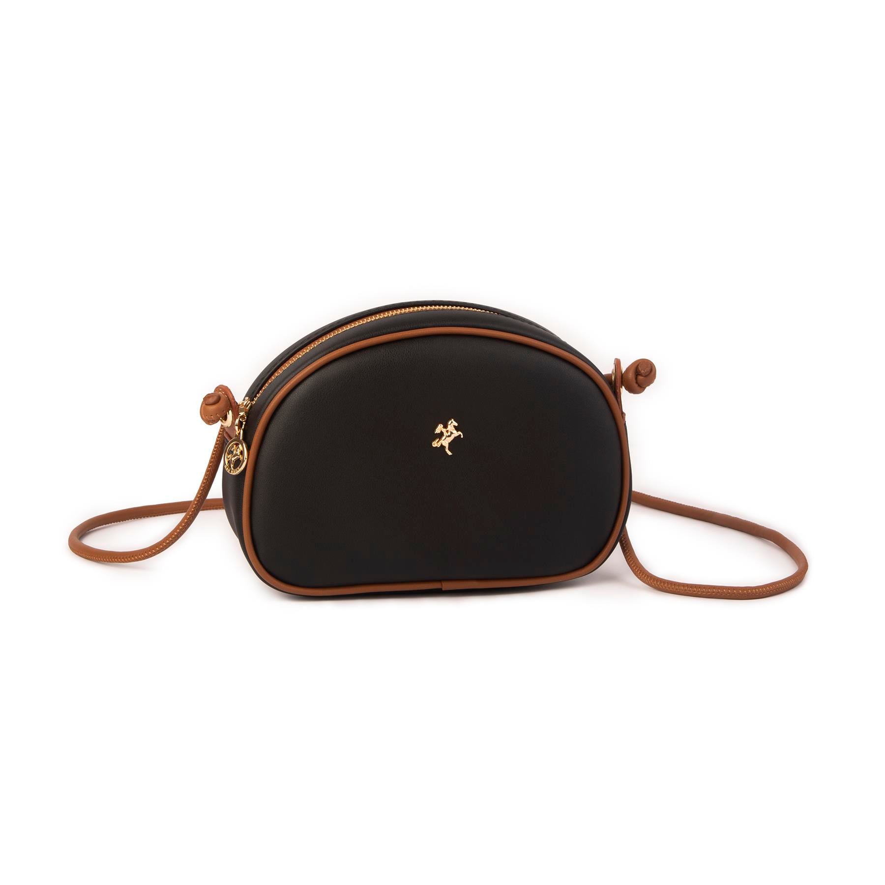 Nas Bag Kadın  Mini Çapraz Çanta Siyah Taba Luna (21x16x8 cm)